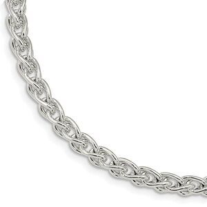 5.75mm Sterling Silver Polished Hollow Spiga Chain Necklace, 18 Inch